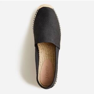 NWT J. Crew Made-in-Spain espadrille flats in linen in Black